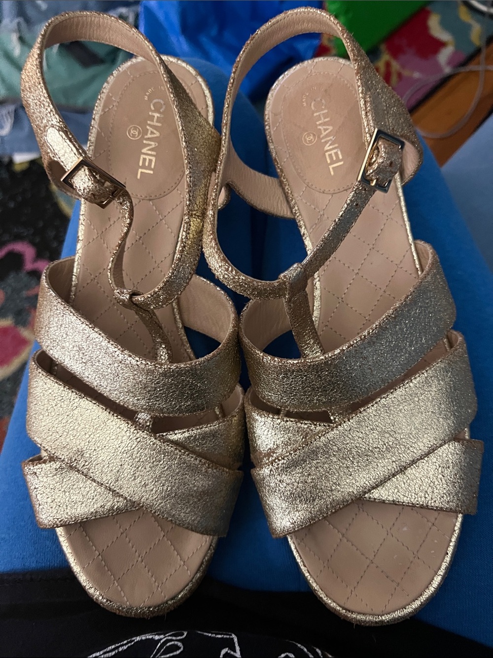 CHANEL Gold Sandal Women’s 39.5
